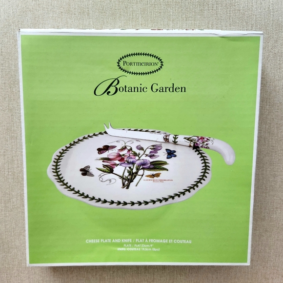 Portmeirion Botanic Garden Sweet Pea Cheese Plate & Knife - New in Box - Picture 2 of 5